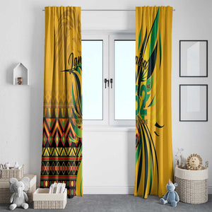 Black Jamaican Independence Day 1962 Window Curtain Jumieka Streamertail Reggae Pattern