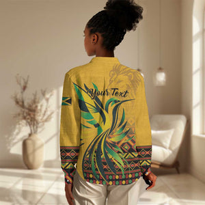 Personalized Black Jamaican Independence Day 1962 Women Casual Shirt Jumieka Streamertail Reggae Pattern