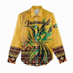 Personalized Black Jamaican Independence Day 1962 Women Casual Shirt Jumieka Streamertail Reggae Pattern