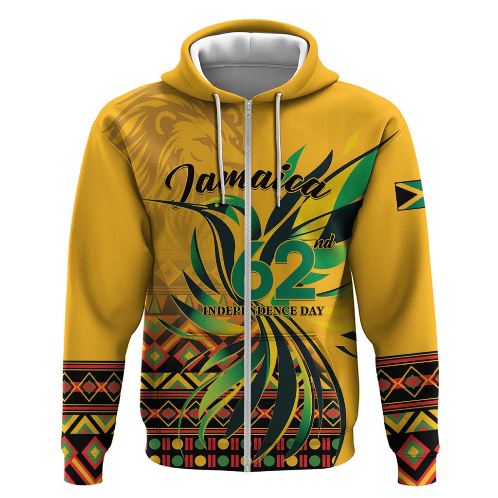 Personalized Black Jamaican Independence Day 1962 Zip Hoodie Jumieka Streamertail Reggae Pattern