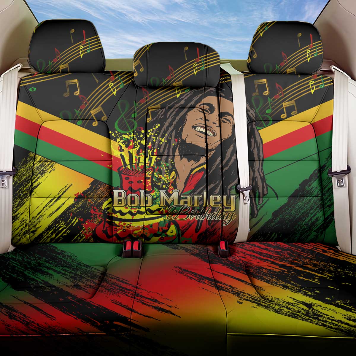 The Father of Reggae Back Car Seat Cover - Legendary Birthday Tribute