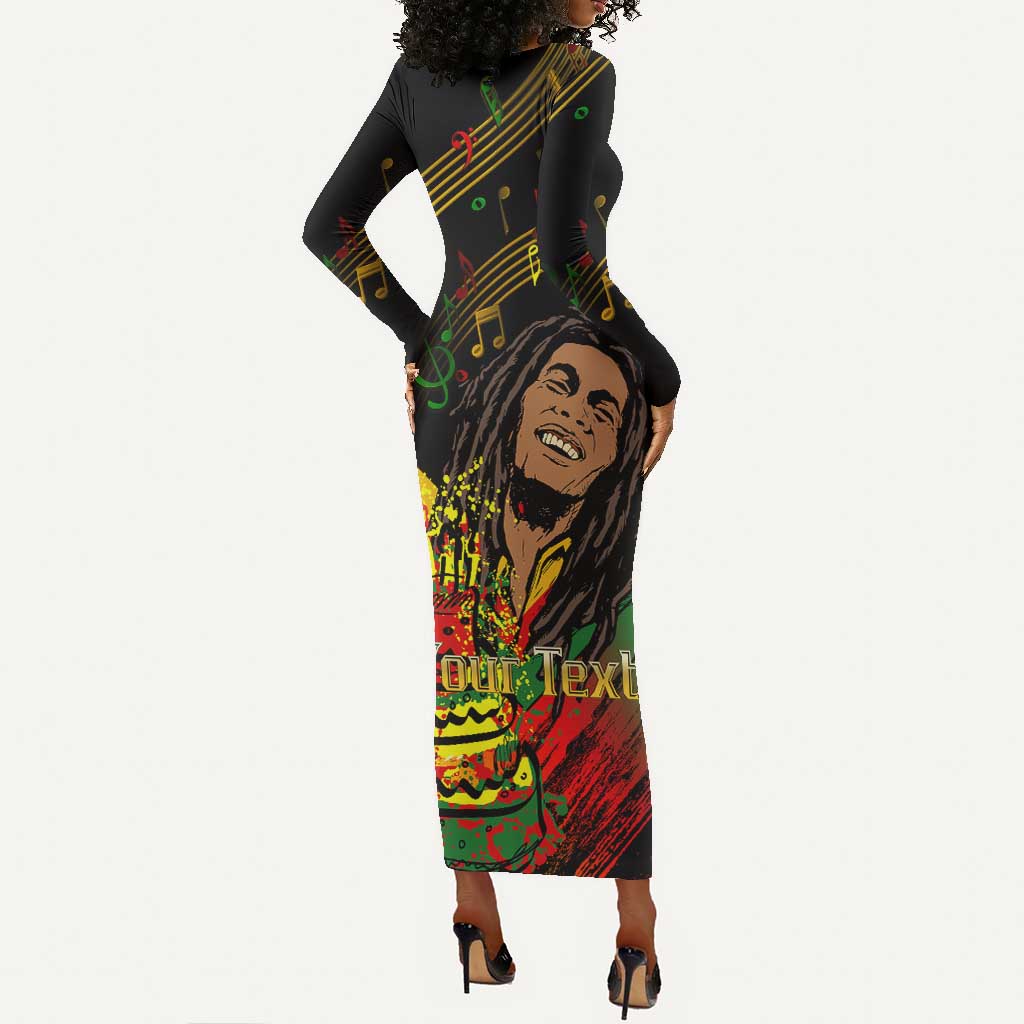 The Father of Reggae Long Sleeve Bodycon Dress - Legendary Birthday Tribute LT01