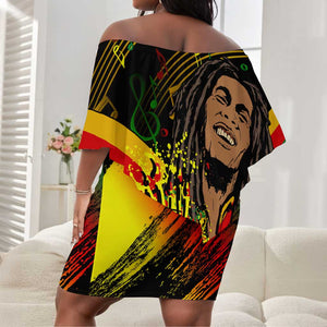 The Father of Reggae Off Shoulder Short Dress - Legendary Birthday Tribute LT01