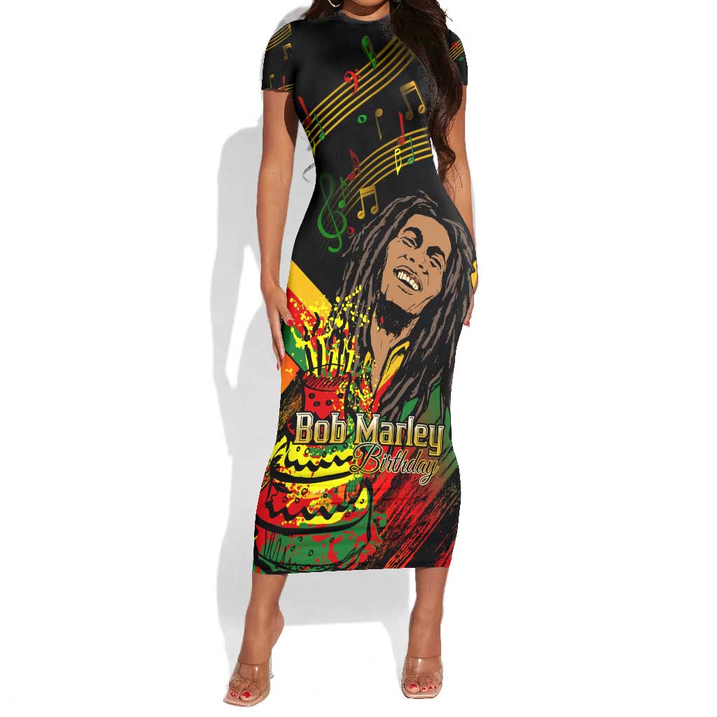 The Father of Reggae Short Sleeve Bodycon Dress - Legendary Birthday Tribute