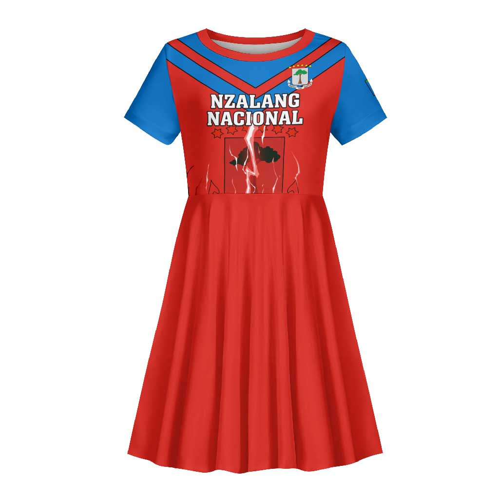 Support Nzalang Nacional - Equatorial Guinea Football Kid Short Sleeve Dress