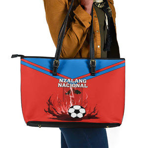 Support Nzalang Nacional - Equatorial Guinea Football Leather Tote Bag