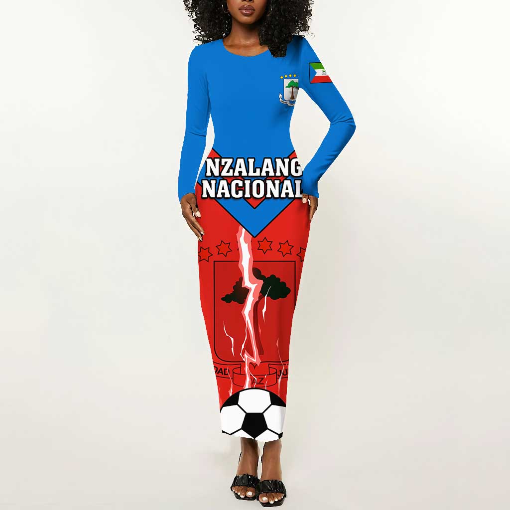 Support Nzalang Nacional - Equatorial Guinea Football Long Sleeve Bodycon Dress