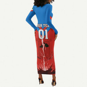 Support Nzalang Nacional - Equatorial Guinea Football Long Sleeve Bodycon Dress