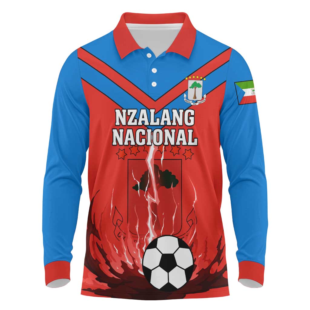 Support Nzalang Nacional - Equatorial Guinea Football Long Sleeve Polo Shirt