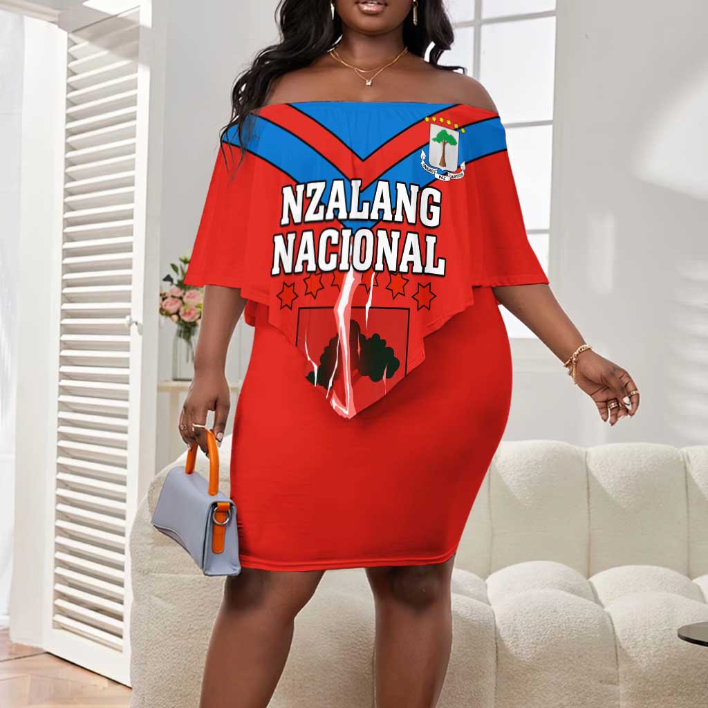 Support Nzalang Nacional - Equatorial Guinea Football Off Shoulder Short Dress LT01