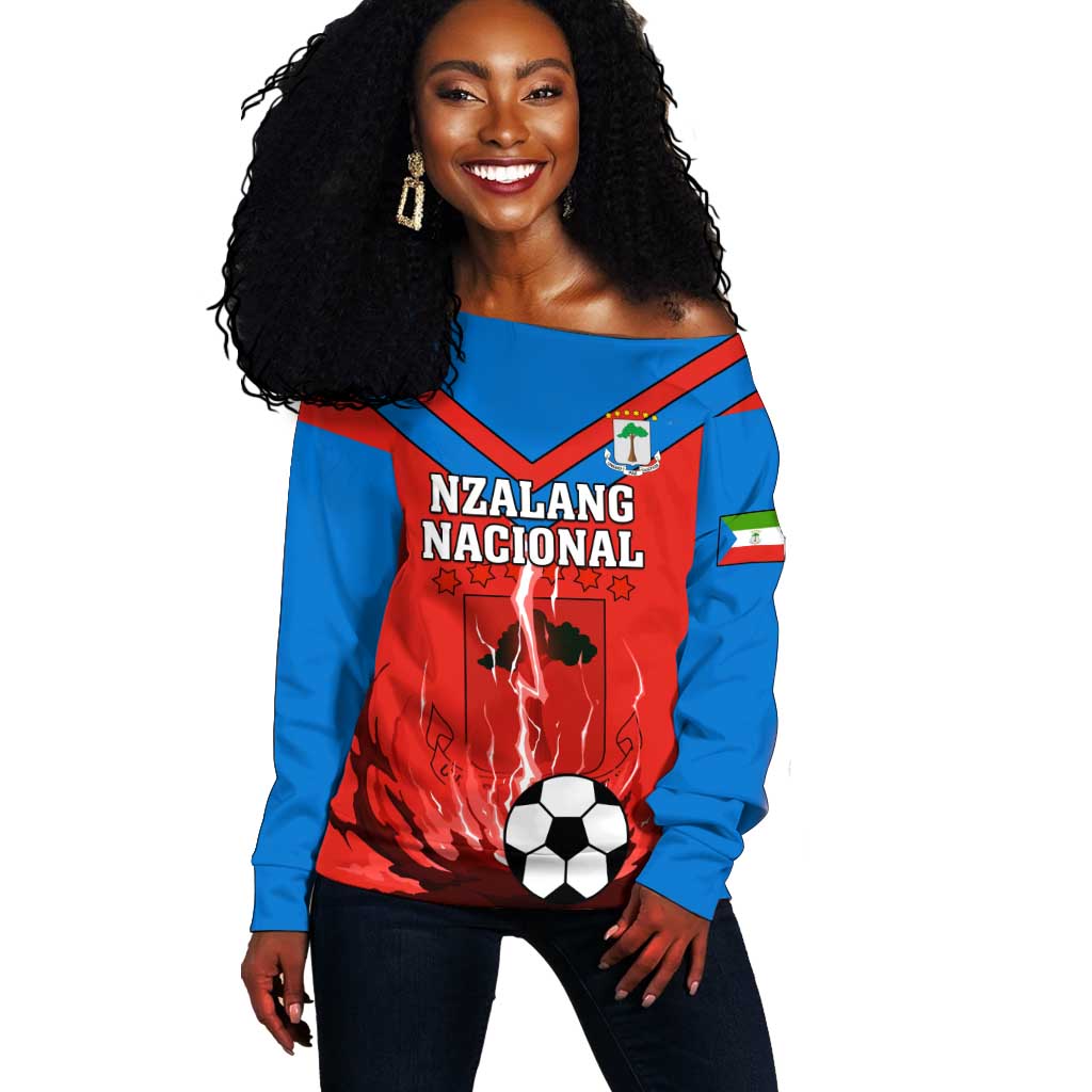 Support Nzalang Nacional - Equatorial Guinea Football Off Shoulder Sweater