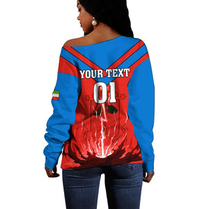 Support Nzalang Nacional - Equatorial Guinea Football Off Shoulder Sweater