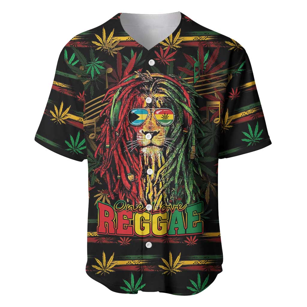 Personalized The Bahamas One Love Reggae Lion Baseball Jersey Caribbean Reggae Spirit