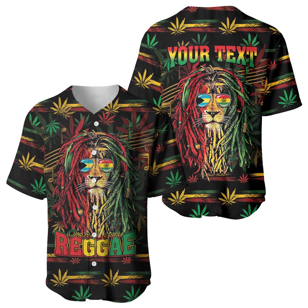 Personalized The Bahamas One Love Reggae Lion Baseball Jersey Caribbean Reggae Spirit