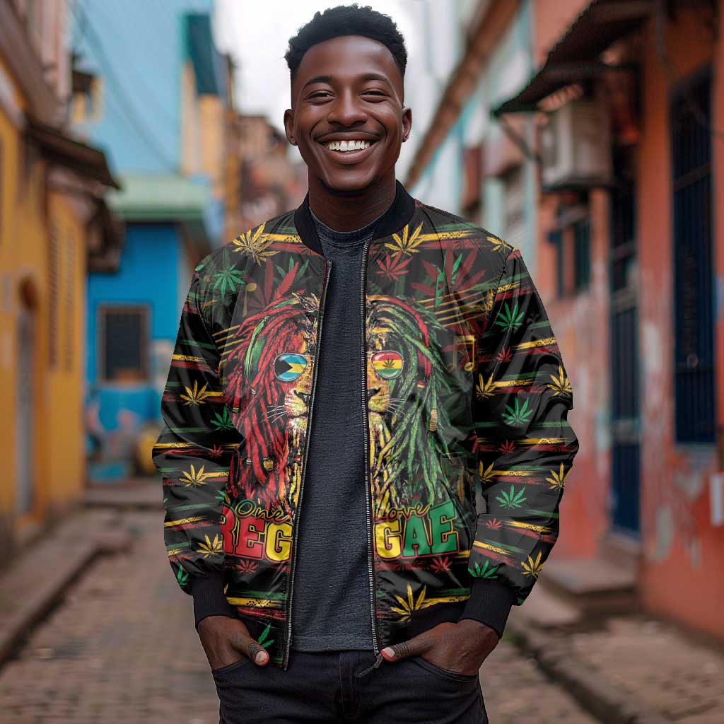 Personalized The Bahamas One Love Reggae Lion Bomber Jacket Caribbean Reggae Spirit