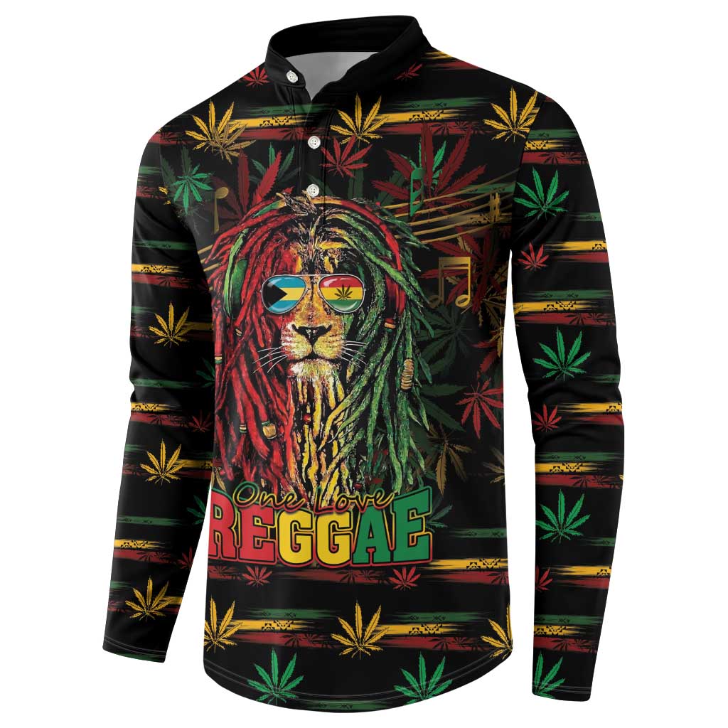 Personalized The Bahamas One Love Reggae Lion Button Sweatshirt Caribbean Reggae Spirit