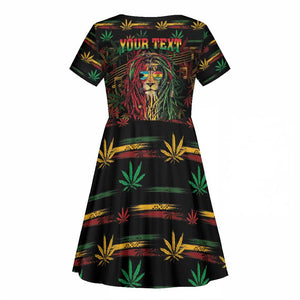 Personalized The Bahamas One Love Reggae Lion Kid Short Sleeve Dress Caribbean Reggae Spirit