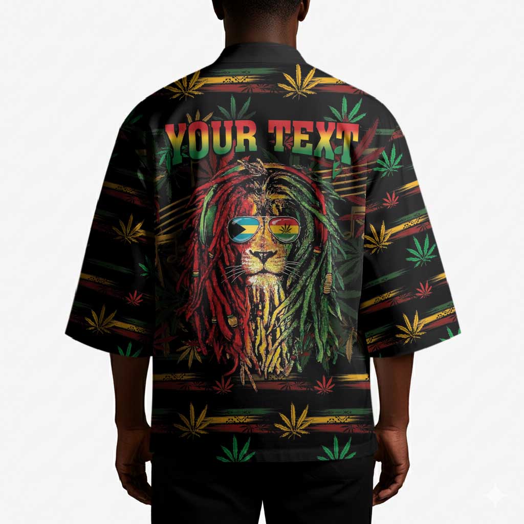 Personalized The Bahamas One Love Reggae Lion Kimono Caribbean Reggae Spirit