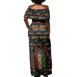 Personalized The Bahamas One Love Reggae Lion Off Shoulder Maxi Dress Caribbean Reggae Spirit