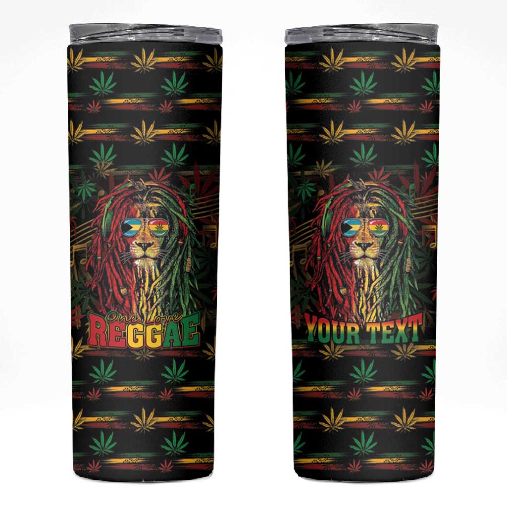 Personalized The Bahamas One Love Reggae Lion Skinny Tumbler Caribbean Reggae Spirit