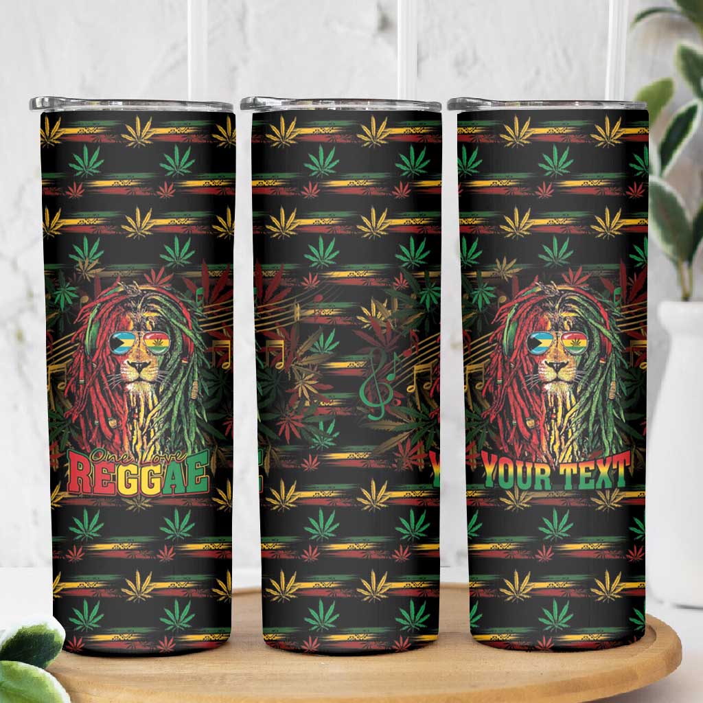 Personalized The Bahamas One Love Reggae Lion Skinny Tumbler Caribbean Reggae Spirit
