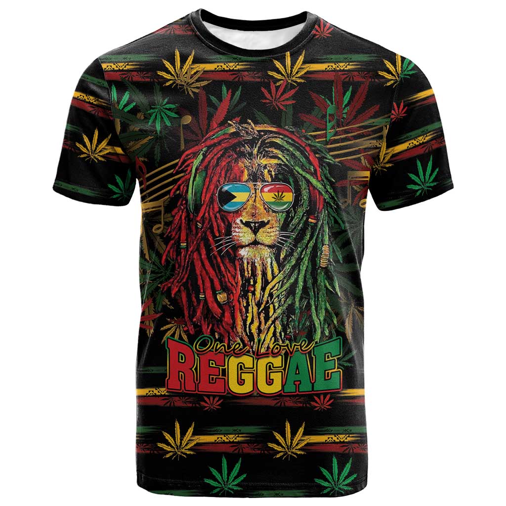 Personalized The Bahamas One Love Reggae Lion T shirt Caribbean Reggae Spirit