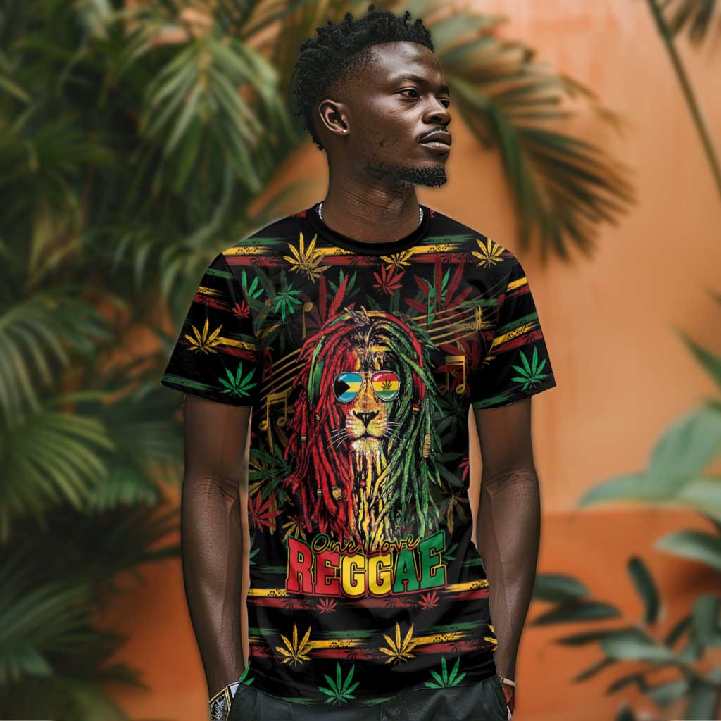 Personalized The Bahamas One Love Reggae Lion T shirt Caribbean Reggae Spirit