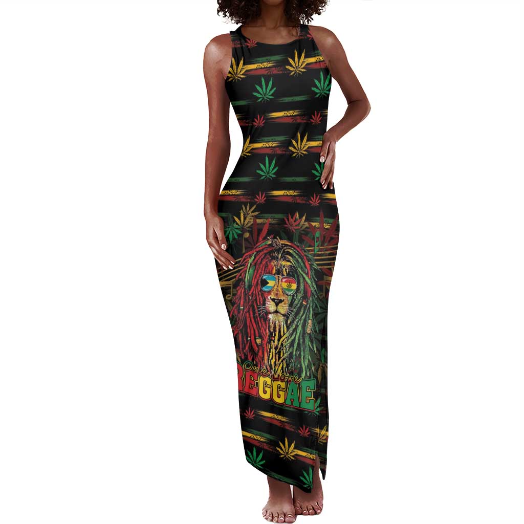 Personalized The Bahamas One Love Reggae Lion Tank Maxi Dress Caribbean Reggae Spirit