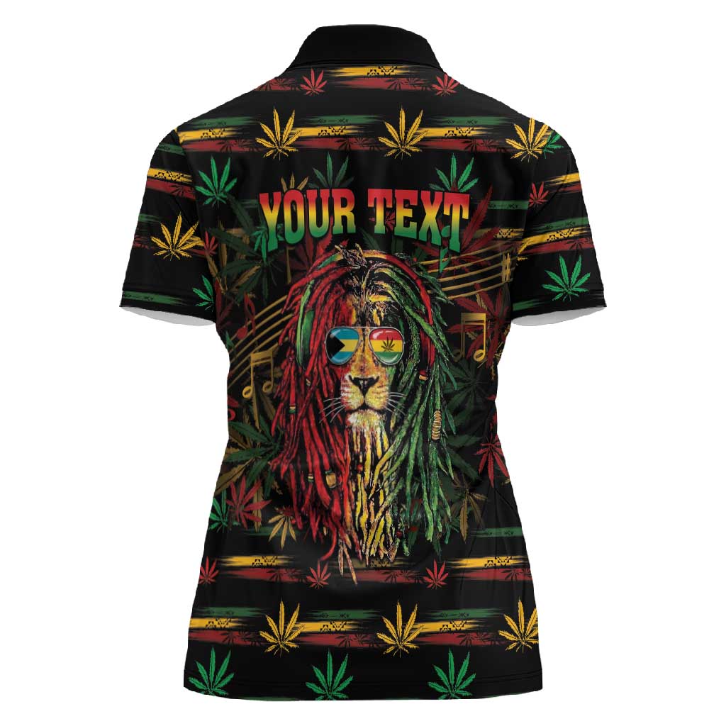 Personalized The Bahamas One Love Reggae Lion Women Polo Shirt Caribbean Reggae Spirit