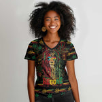 Personalized The Bahamas One Love Reggae Lion Women V-Neck T-Shirt Caribbean Reggae Spirit