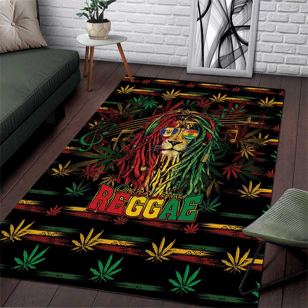 Barbados One Love Reggae Lion Area Rug Caribbean Reggae Spirit