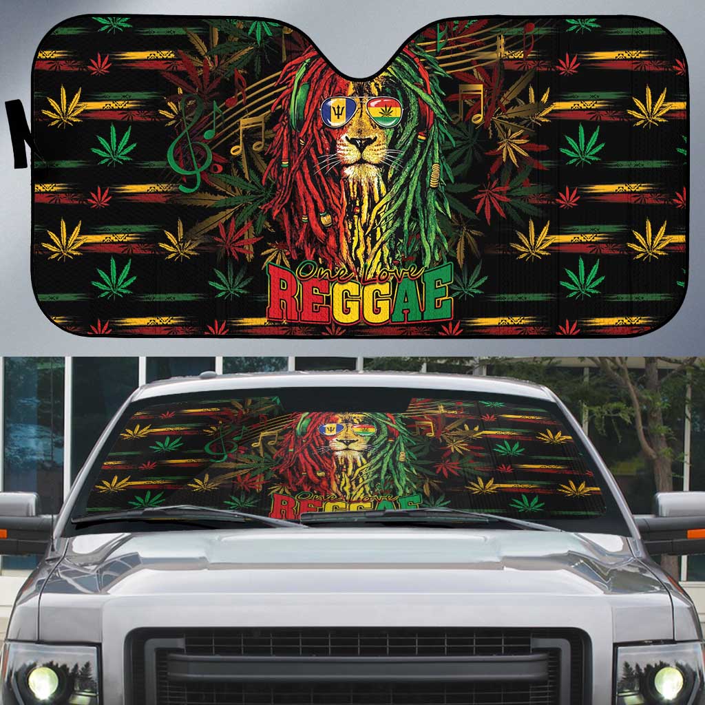 Barbados One Love Reggae Lion Auto Sun Shade Caribbean Reggae Spirit