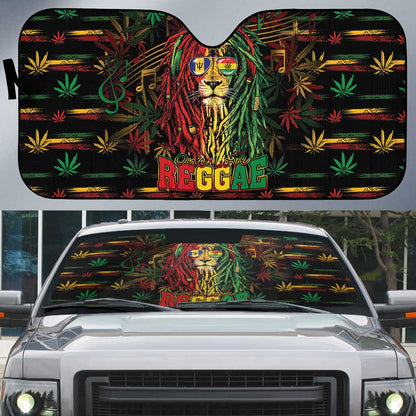 Barbados One Love Reggae Lion Auto Sun Shade Caribbean Reggae Spirit