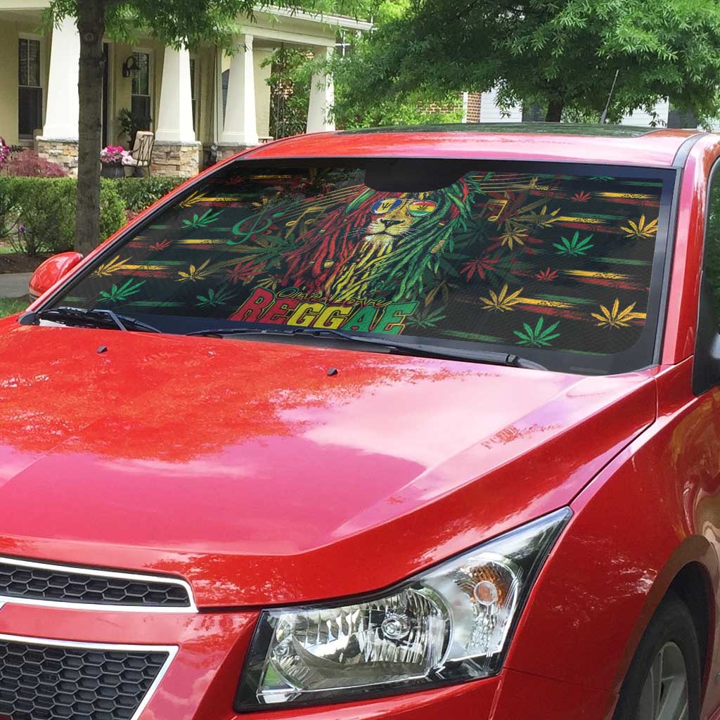 Barbados One Love Reggae Lion Auto Sun Shade Caribbean Reggae Spirit