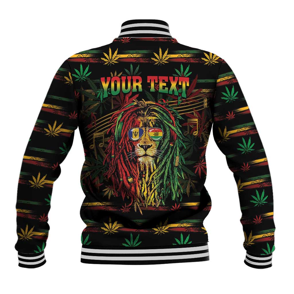 Personalized Barbados One Love Reggae Lion Baseball Jacket Caribbean Reggae Spirit