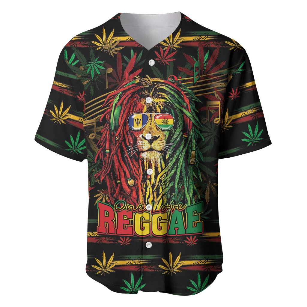 Personalized Barbados One Love Reggae Lion Baseball Jersey Caribbean Reggae Spirit