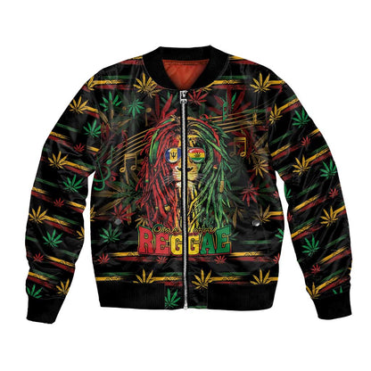 Personalized Barbados One Love Reggae Lion Bomber Jacket Caribbean Reggae Spirit