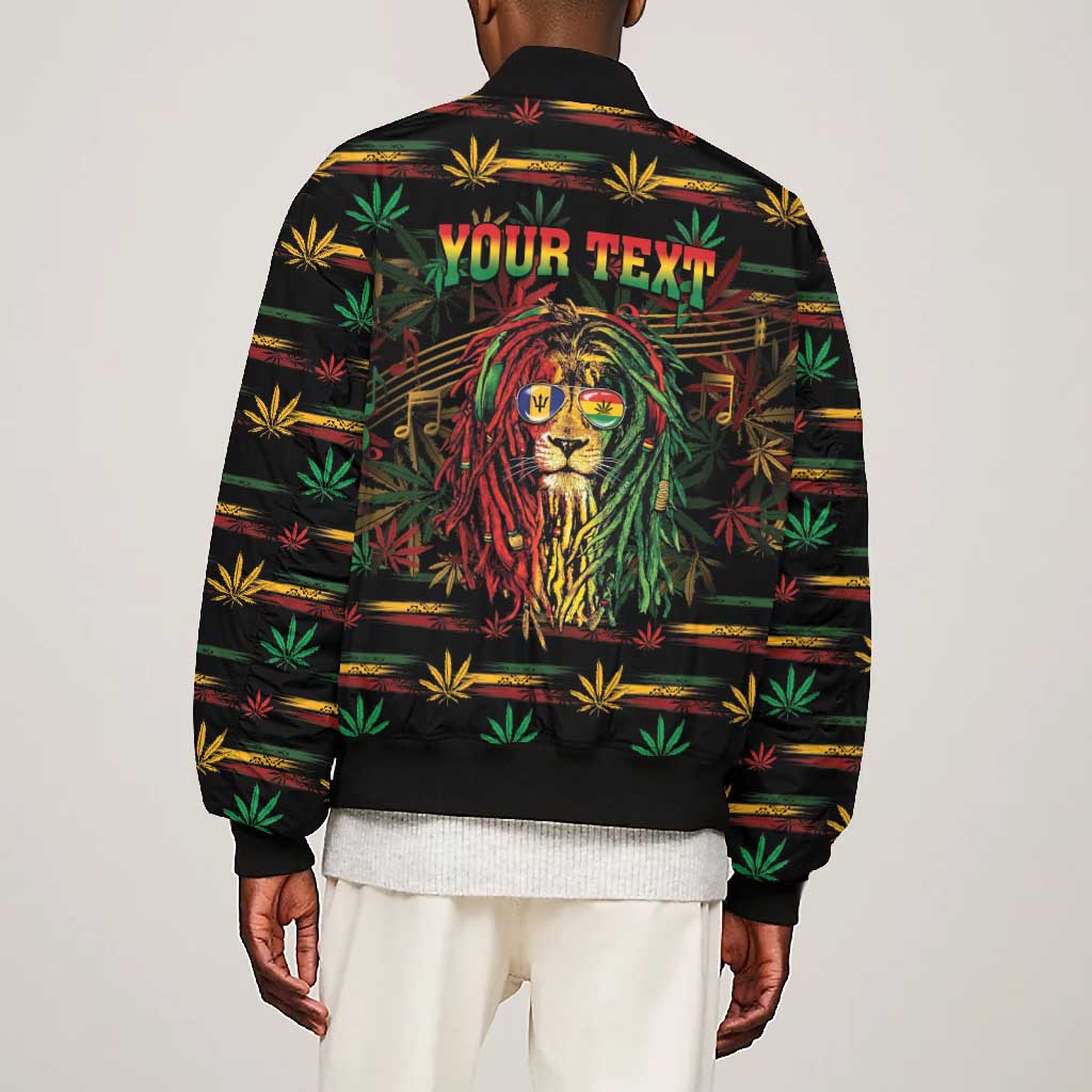 Personalized Barbados One Love Reggae Lion Bomber Jacket Caribbean Reggae Spirit