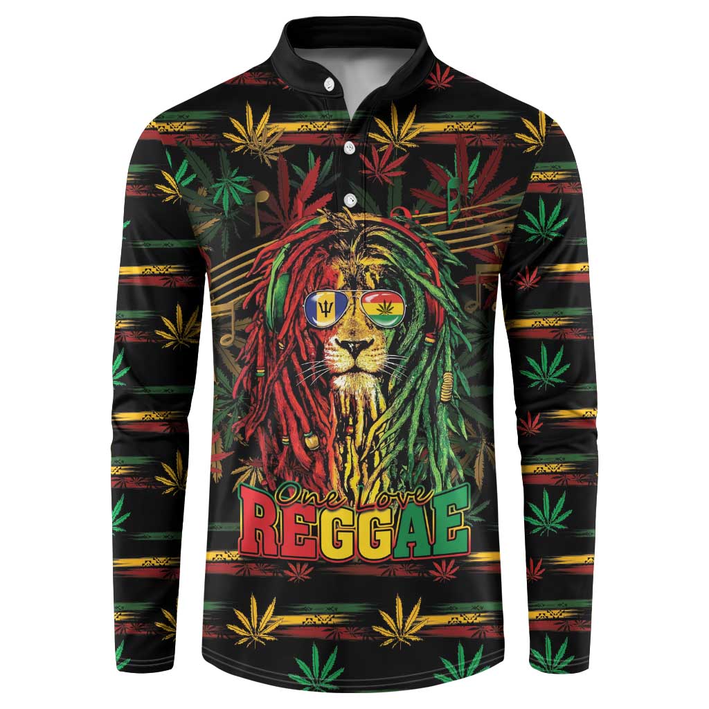 Personalized Barbados One Love Reggae Lion Button Sweatshirt Caribbean Reggae Spirit