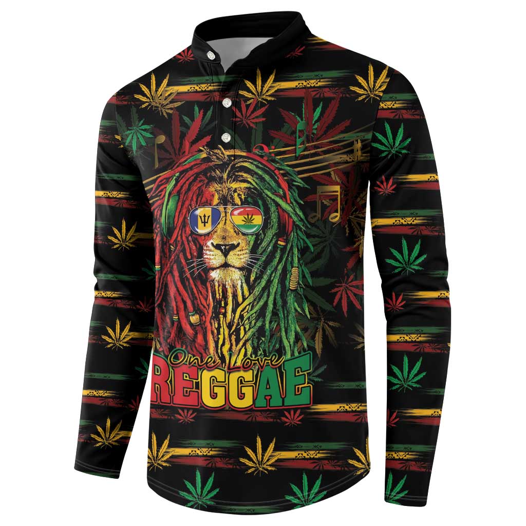 Personalized Barbados One Love Reggae Lion Button Sweatshirt Caribbean Reggae Spirit