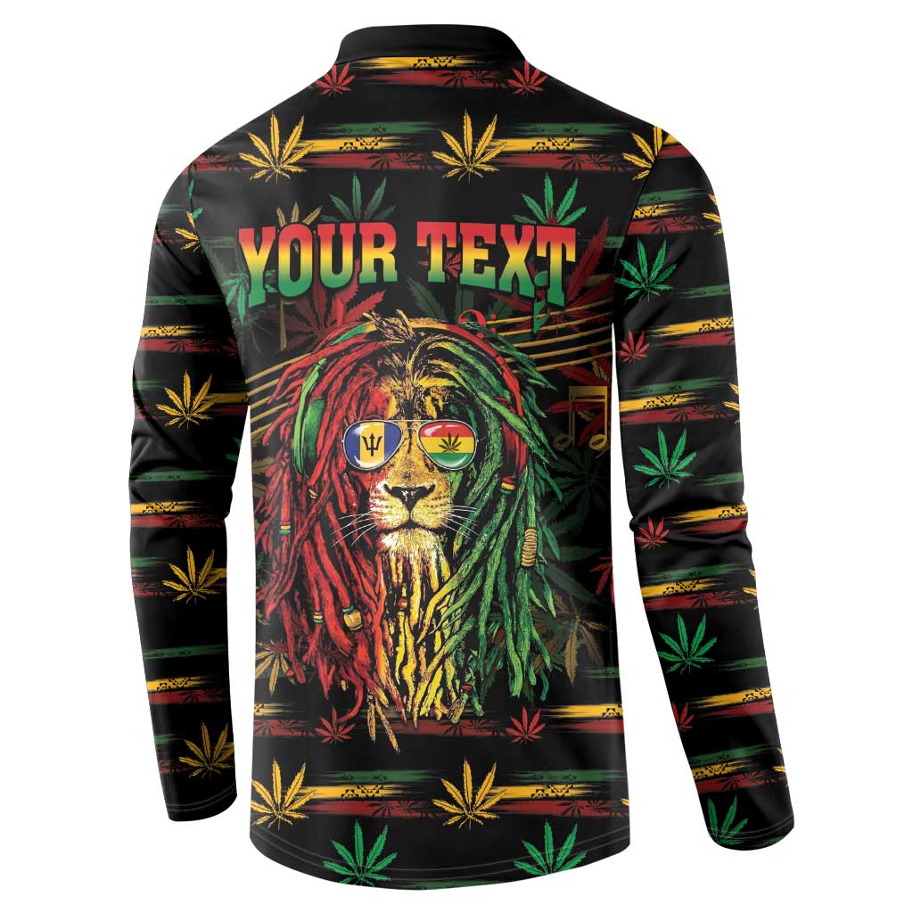 Personalized Barbados One Love Reggae Lion Button Sweatshirt Caribbean Reggae Spirit