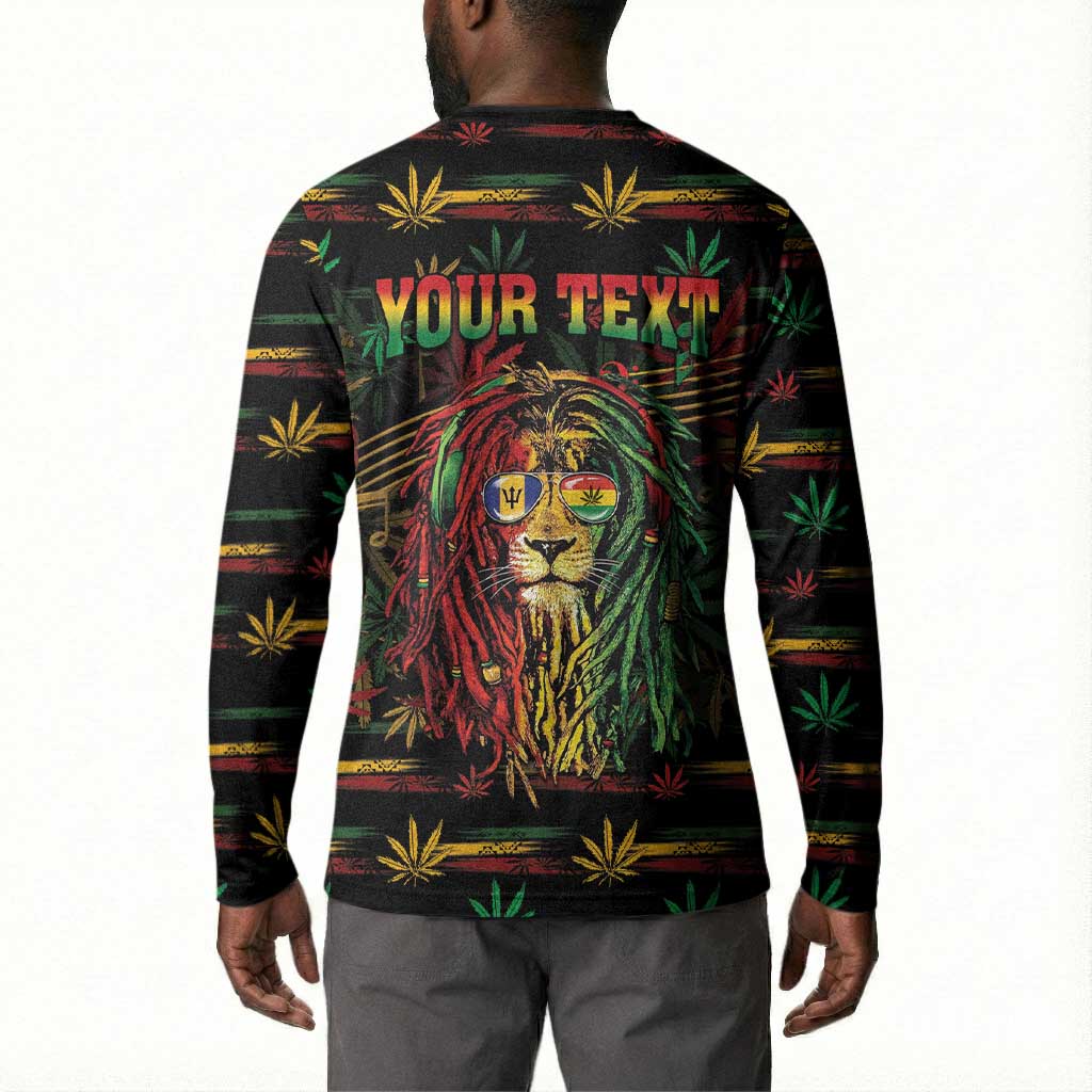 Personalized Barbados One Love Reggae Lion Button Sweatshirt Caribbean Reggae Spirit