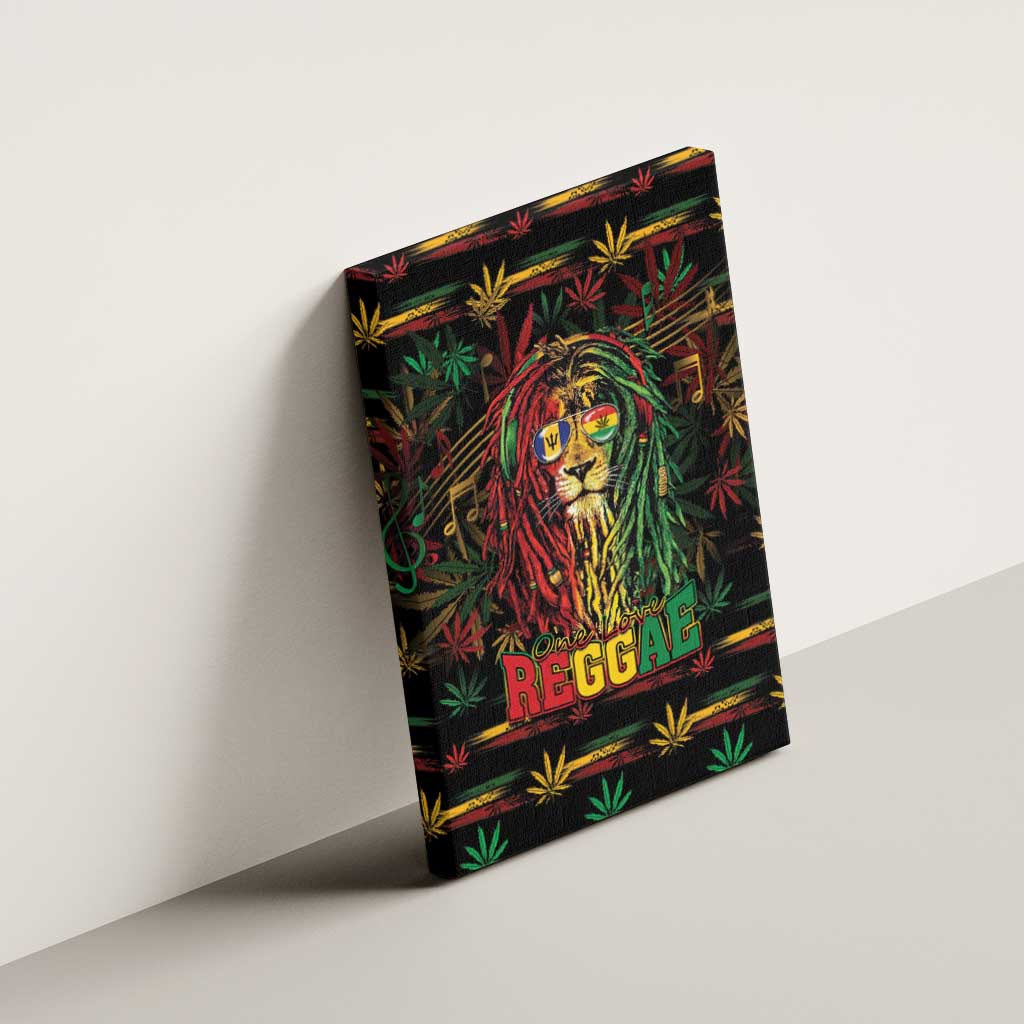 Barbados One Love Reggae Lion Canvas Wall Art Caribbean Reggae Spirit