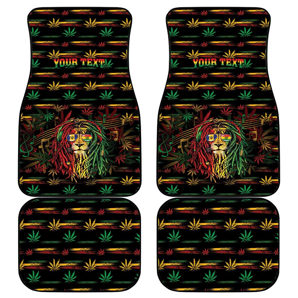 Personalized Barbados One Love Reggae Lion Car Mats Caribbean Reggae Spirit