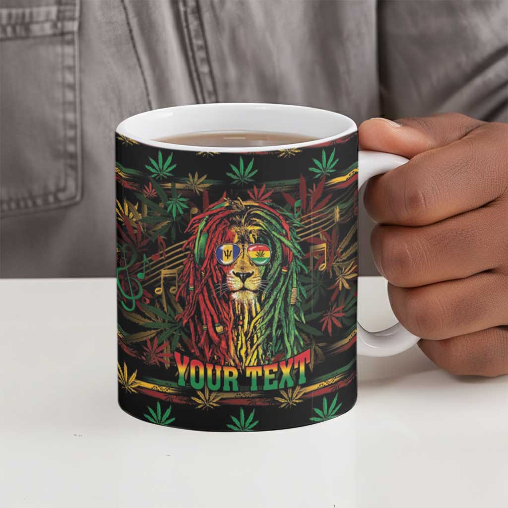 Personalized Barbados One Love Reggae Lion Ceramic Mug Caribbean Reggae Spirit