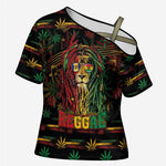 Personalized Barbados One Love Reggae Lion Cross Shoulder Shirt Caribbean Reggae Spirit