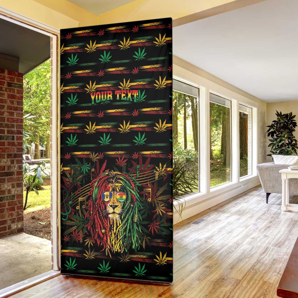 Personalized Barbados One Love Reggae Lion Door Cover Caribbean Reggae Spirit