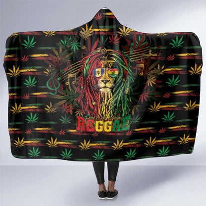 Barbados One Love Reggae Lion Hooded Blanket Caribbean Reggae Spirit