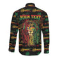 Personalized Barbados One Love Reggae Lion Long Sleeve Button Shirt Caribbean Reggae Spirit