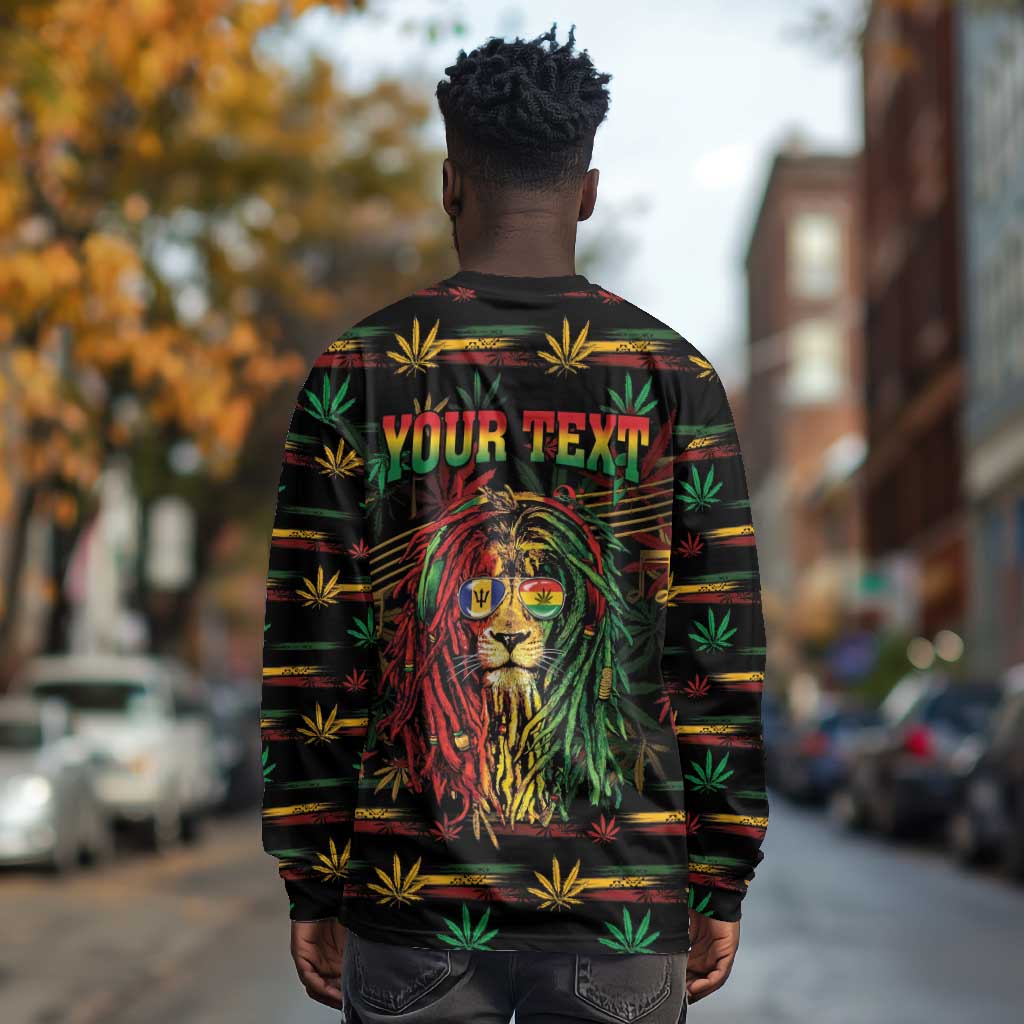 Personalized Barbados One Love Reggae Lion Long Sleeve Shirt Caribbean Reggae Spirit